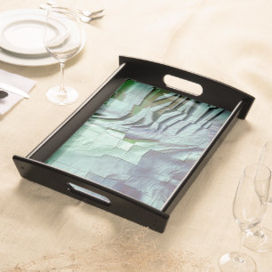 Grayish green mosaic with soft sculpted and satin serving tray