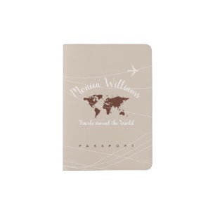 grayish light brown cover with world map