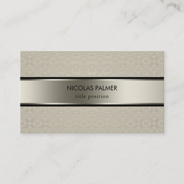 Grayish Orange Damask Pattern Business Card (Front)