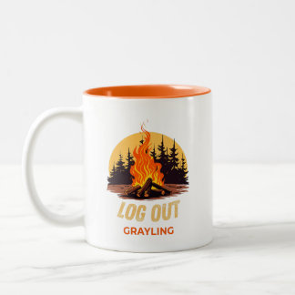 Grayling Michigan Campfire Two-Tone Coffee Mug