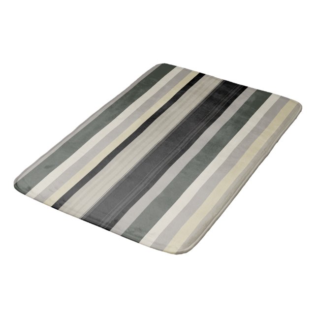 Grays and greens stripes bath mat (Angled)