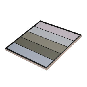 Grays Green With Black Stripes On Watercolor Paper Ceramic Tile