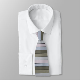 Grays Greens And Black Stripes On Watercolor Paper Neck Tie