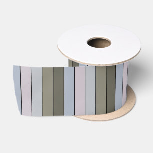 Grays Greens And Black Stripes On Watercolor Paper Satin Ribbon