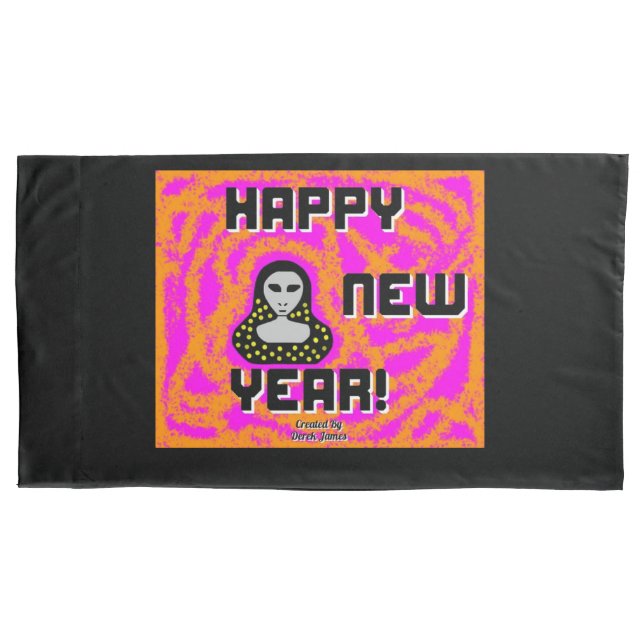 Grays New Year Wishes King Size Pillowcase (Front)