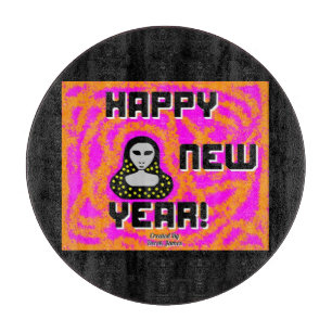 Grays New Year Wishes Round Cutting Board 30.4 cm
