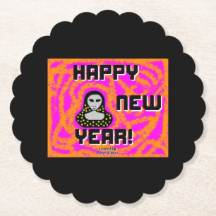 Grays New Year Wishes Scalloped Round Coaster