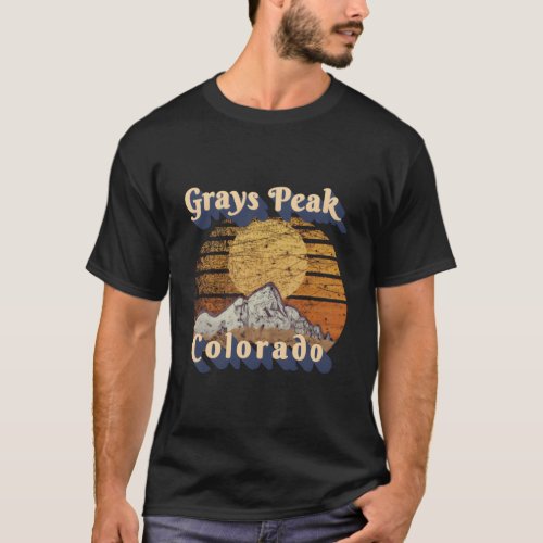 Grays Peak Colorado Retro Mountain Sunset Styled T_Shirt