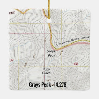 Grays Peak Fourteener Topo Ceramic Ornament