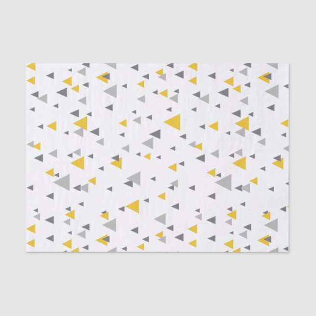 Grays & Yellow Random Triangles Modern Pattern Tissue Paper (Front)
