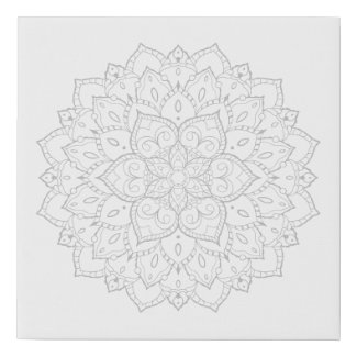 Grayscale Adult Coloring Mandala DIY Canvas