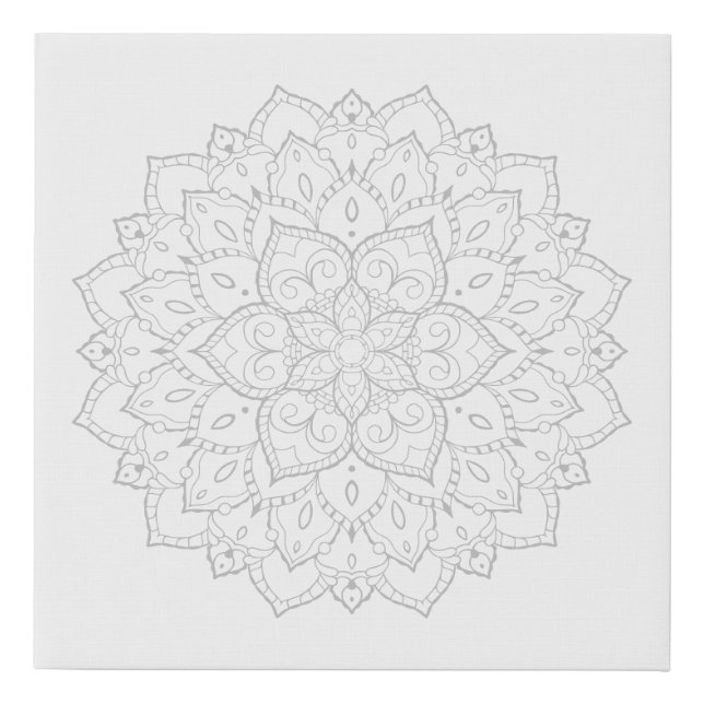 Grayscale Adult Coloring Mandala DIY Canvas (Front)