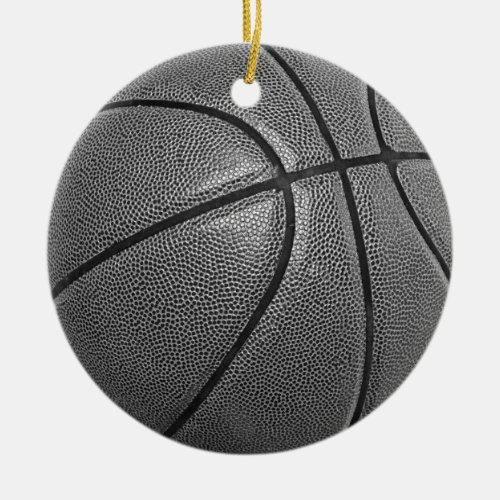 Grayscale Basketball Ceramic Ornament