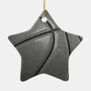 Grayscale Basketball Ceramic Ornament