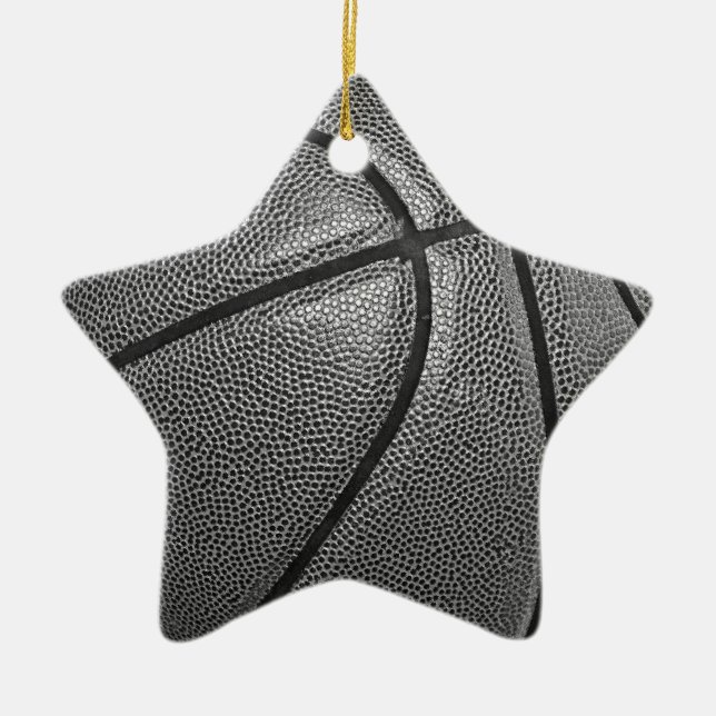 Grayscale Basketball Ceramic Ornament (Front)