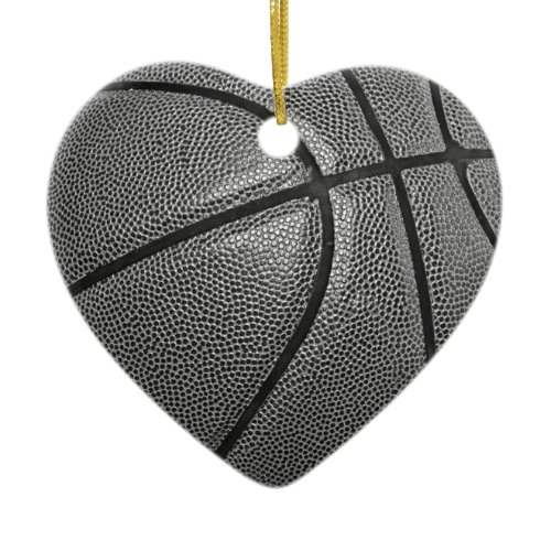 Grayscale Basketball Ceramic Ornament