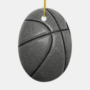 Grayscale Basketball Ceramic Ornament