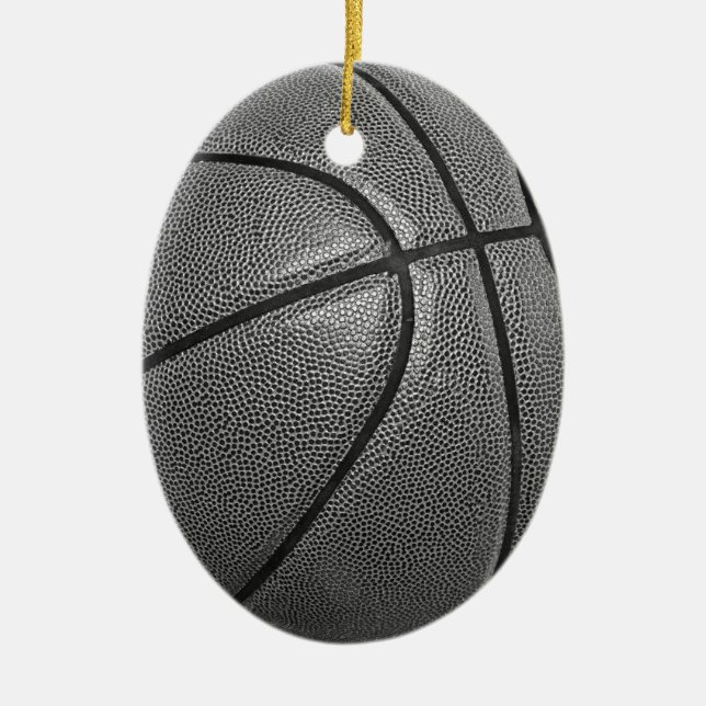 Grayscale Basketball Ceramic Ornament (Front)
