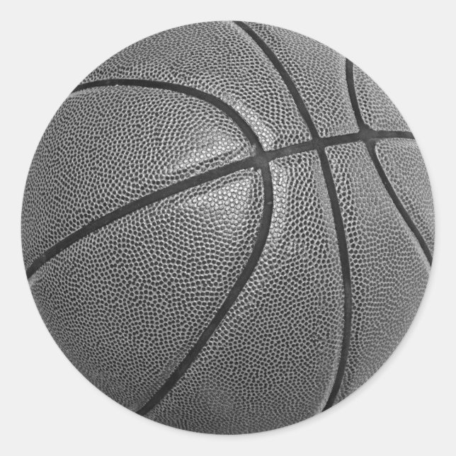 Grayscale Basketball Classic Round Sticker (Front)