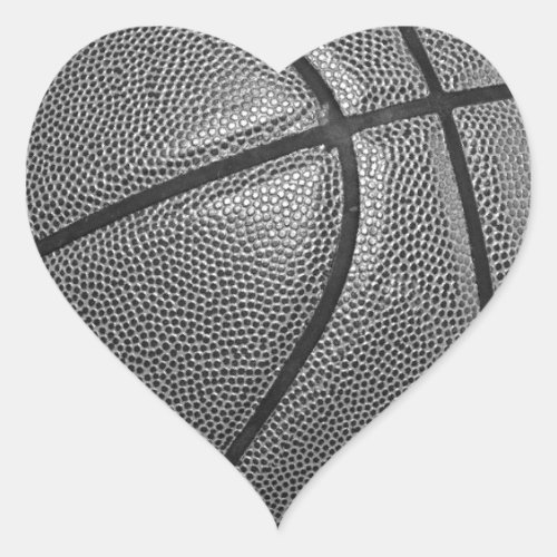 Grayscale Basketball Heart Sticker