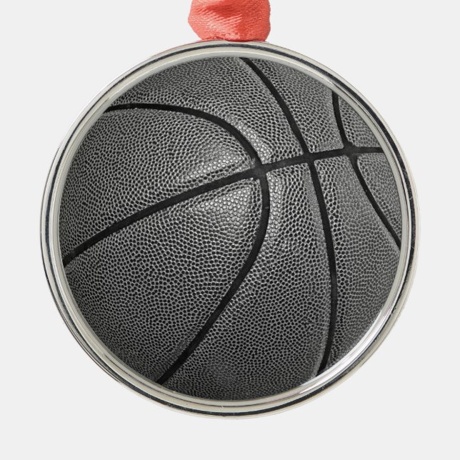 Grayscale Basketball Metal Ornament (Front)