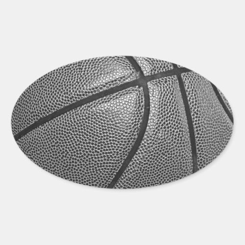Grayscale Basketball Oval Sticker