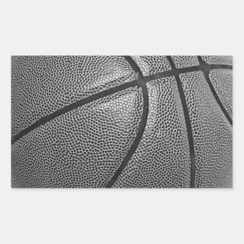 Grayscale Basketball Rectangular Sticker