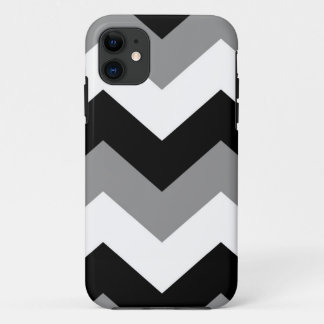 Grayscale Black Gray & White Chevron iPhone 11 Case