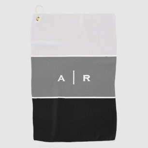 Grayscale Color Block Monogram Golf Towel