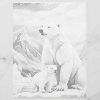 Grayscale Coloring Page - Polar Bear Mama And Cub by michaelinemcdonald at Zazzle