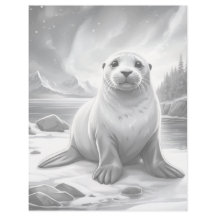 Grayscale Coloring Page - Seal Painting