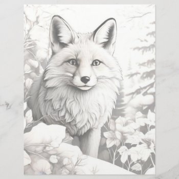 Grayscale Coloring Page - Winter Fox In Snow by michaelinemcdonald at Zazzle