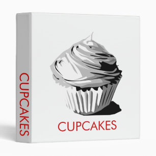 Grayscale cupcake recipe binder