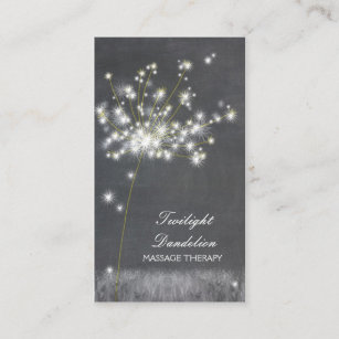 Grayscale Dandelion Massage Therapy Business Card