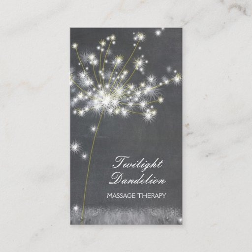 Customizable Grayscale Dandelion Massage Therapy Business Cards