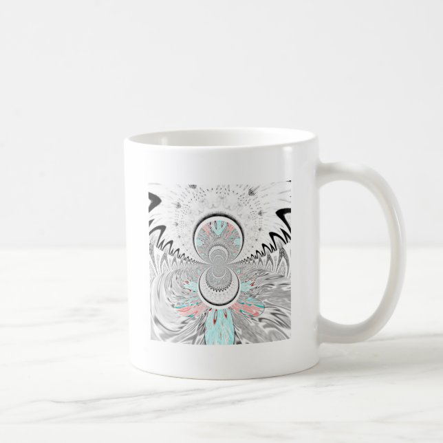 Grayscale Kaleidoscope Art Print Coffee Mug (Right)