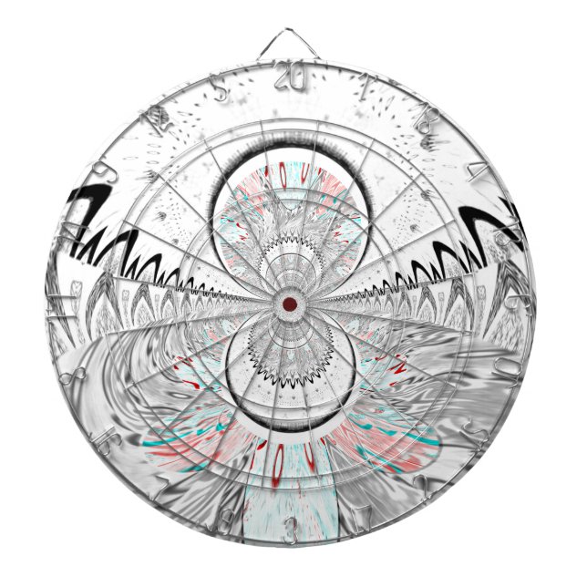 Grayscale Kaleidoscope Art Print Dartboard (Front)