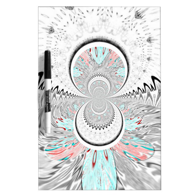 Grayscale Kaleidoscope Art Print Dry Erase Board (Front)