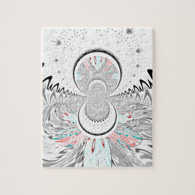Grayscale Kaleidoscope Art Print Jigsaw Puzzle (Vertical)