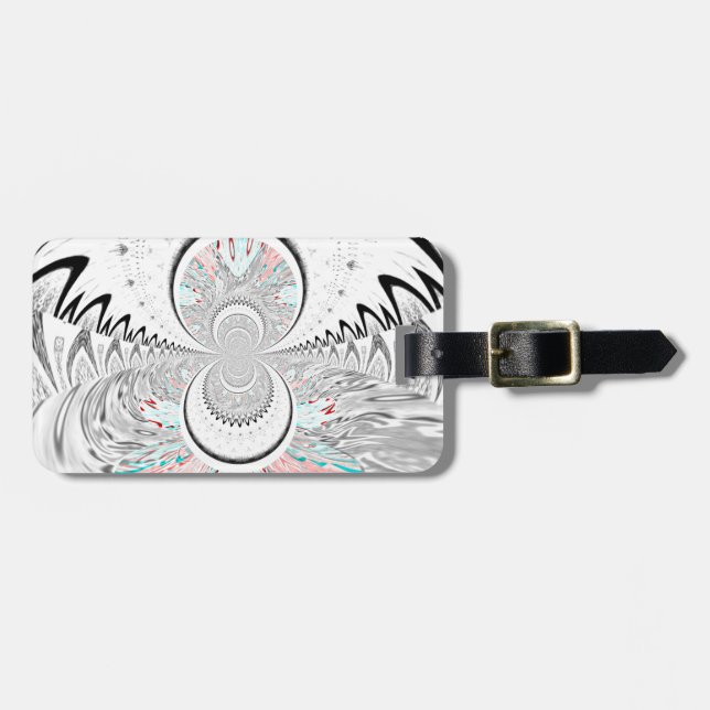 Grayscale Kaleidoscope Art Print Luggage Tag (Front Horizontal)