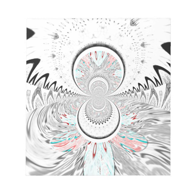 Grayscale Kaleidoscope Art Print Notepad (Front)