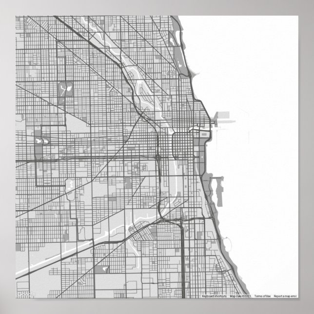 Grayscale map of Chicago Poster (Front)