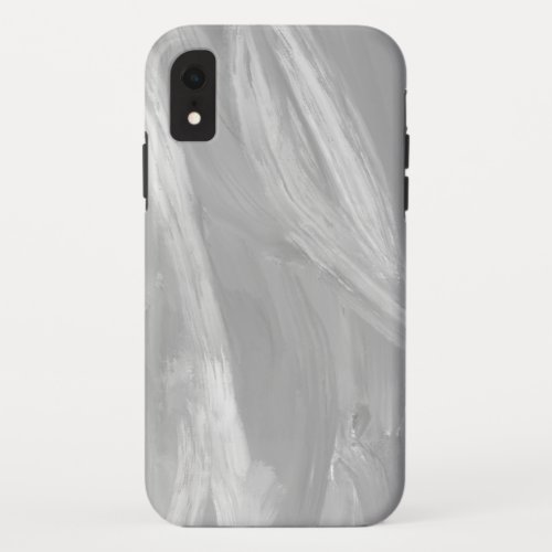 Grayscale minimal abstract oil painting clouds iPhone XR case