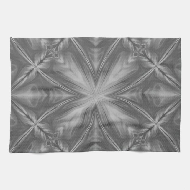 Grayscale Monochrome Cloudy Gray Abstract Pattern Kitchen Towel (Horizontal)
