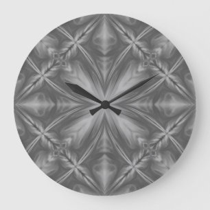 Grayscale Monochrome Cloudy Gray Abstract Pattern Large Clock