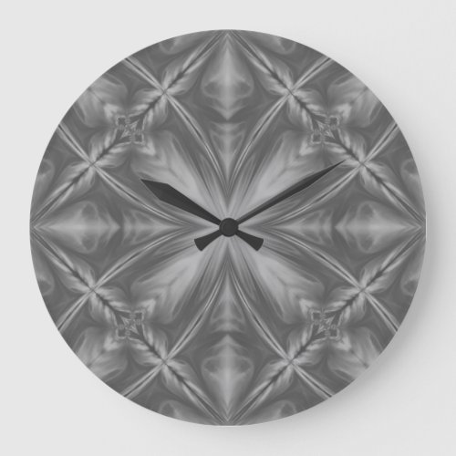 Grayscale Monochrome Cloudy Gray Abstract Pattern Large Clock