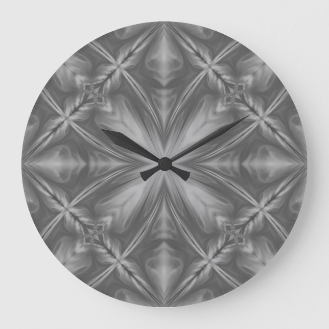 Grayscale Monochrome Cloudy Gray Abstract Pattern Large Clock (Front)