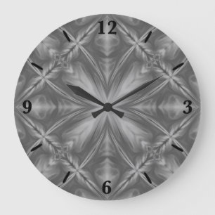 Grayscale Monochrome Cloudy Gray Abstract Pattern Large Clock