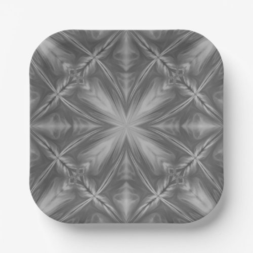 Grayscale Monochrome Cloudy Gray Abstract Pattern Paper Plates