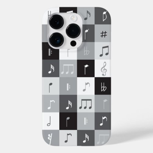 Grayscale music notes pattern Case_Mate iPhone 14 pro case